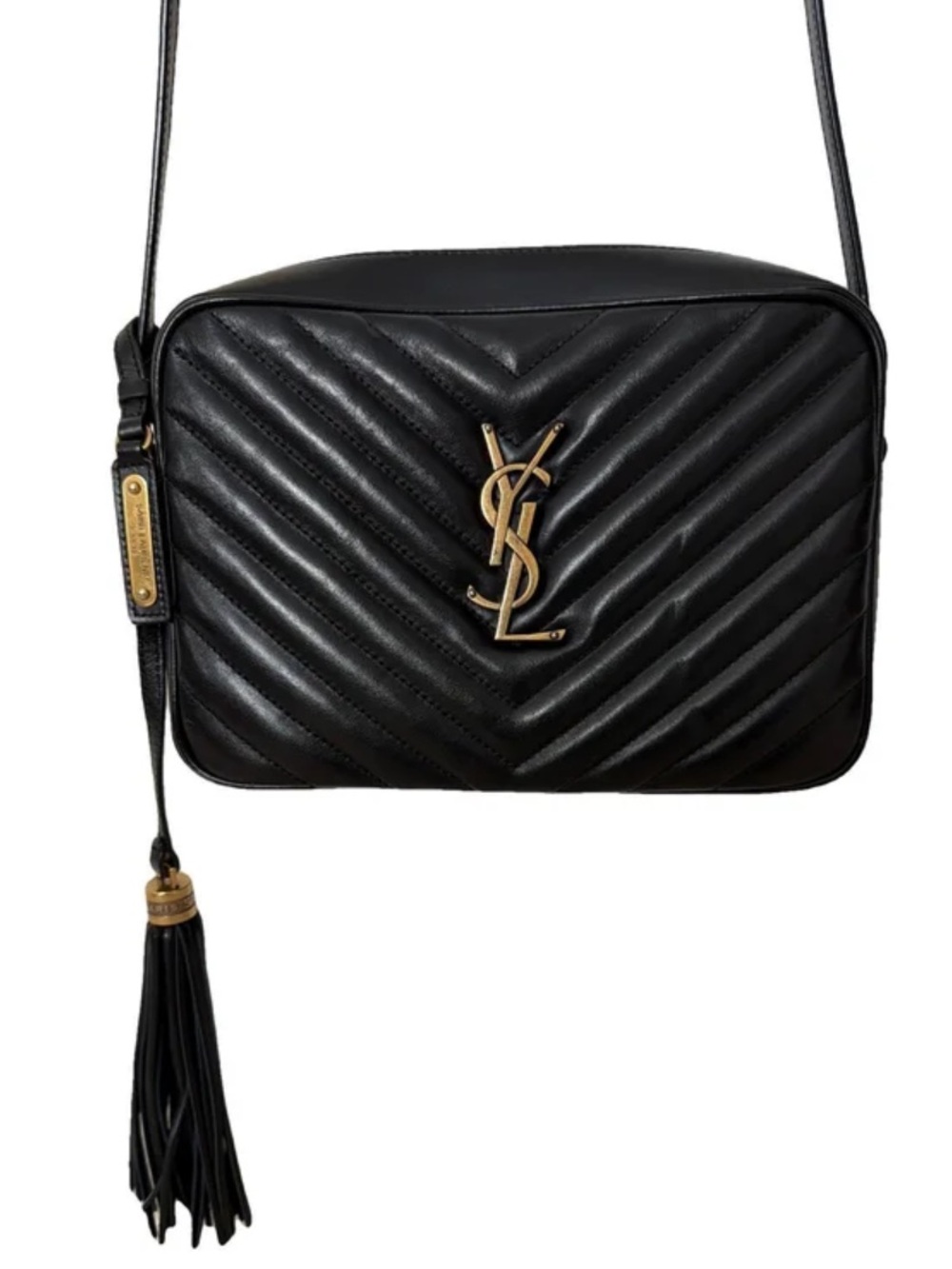 Original black YSL Lou camera bag with tassel, dust bag included